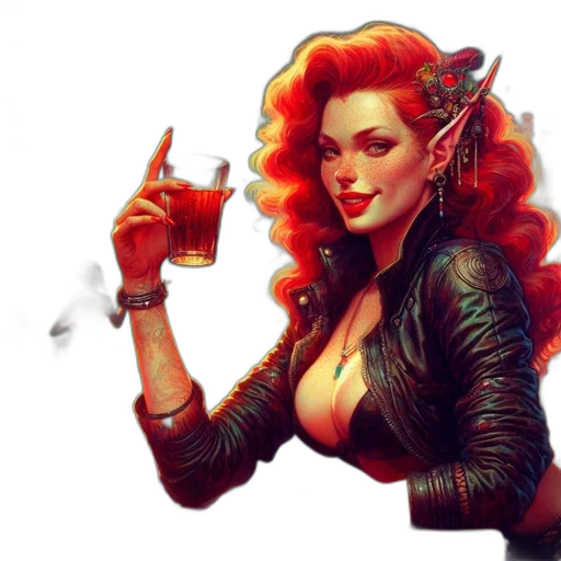 fantasy art, concept art, comic book art, pixel art, red, futuristic, neon-lit, atmosphere transparent PNG cut-out