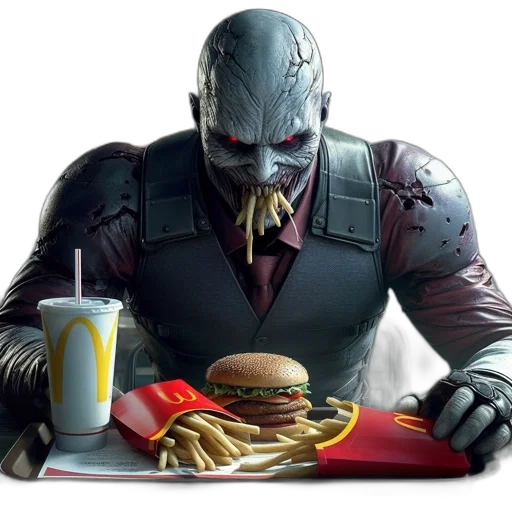 food, robot, animal, concept art, cyberpunk, comic book art, 3d render, grotesque transparent PNG cut-out