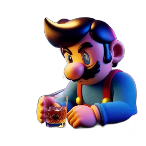 bottle, face, animal, robot, 3d render, vaporwave, concept art, pixel art transparent PNG cut-out