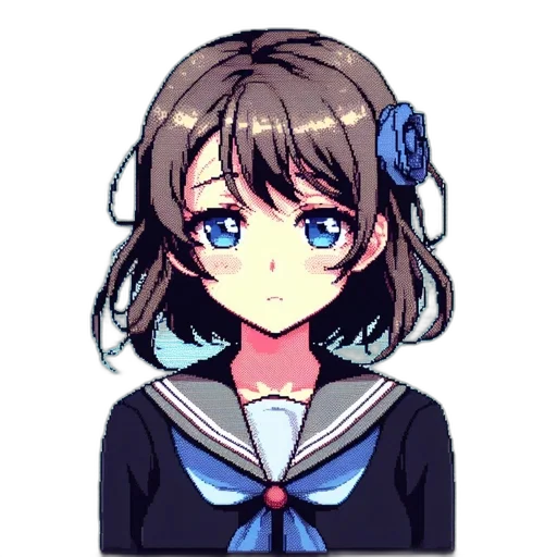 staff, face, flower, mask, pixel art, anime, cartoon, vaporwave transparent PNG cut-out
