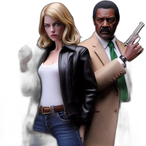 jacket, comic book art, concept art, 3d render, two, figures, one, male transparent PNG cut-out