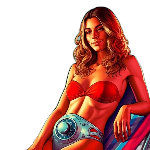 comic book art, concept art, fantasy art, photorealistic, underwater, red, woman, bikini transparent PNG cut-out