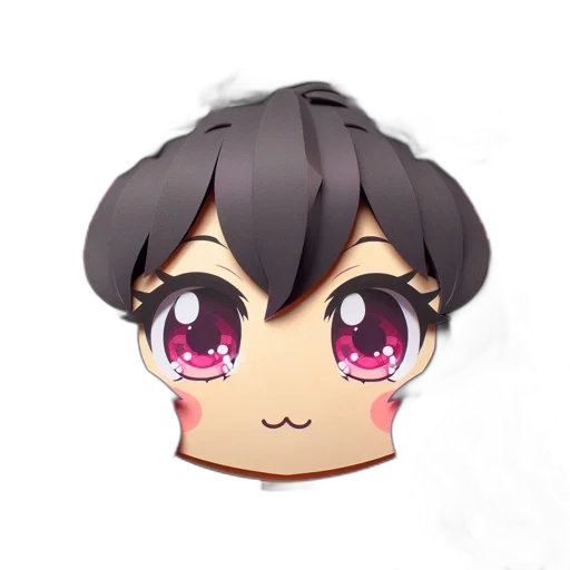 face, mask, staff, hair, anime, 3d render, cartoon, pixel art transparent PNG cut-out