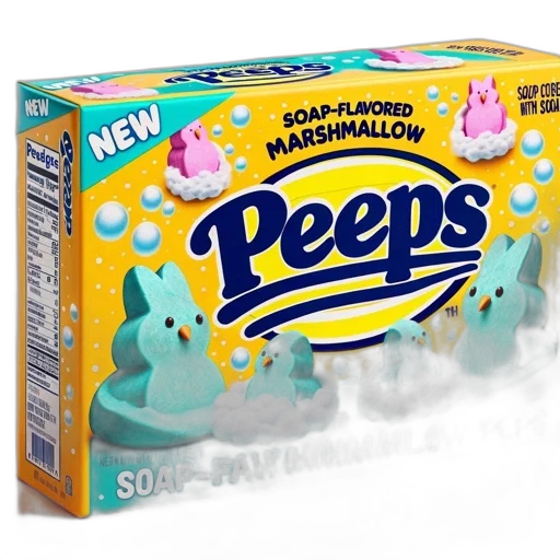food, pastel, yellow, package, brand, name, peeps, displays transparent PNG cut-out