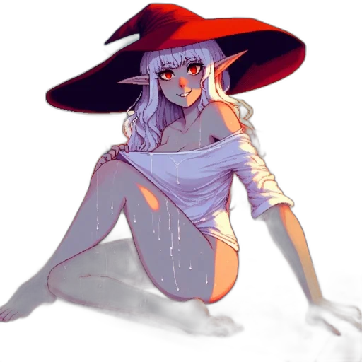 dress, hat, staff, creature, concept art, fantasy art, pixel art, watercolor transparent PNG cut-out