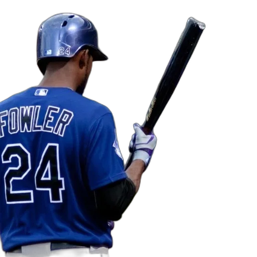 baseball, player, named, fowler, holds, bat, his, hand transparent PNG cut-out
