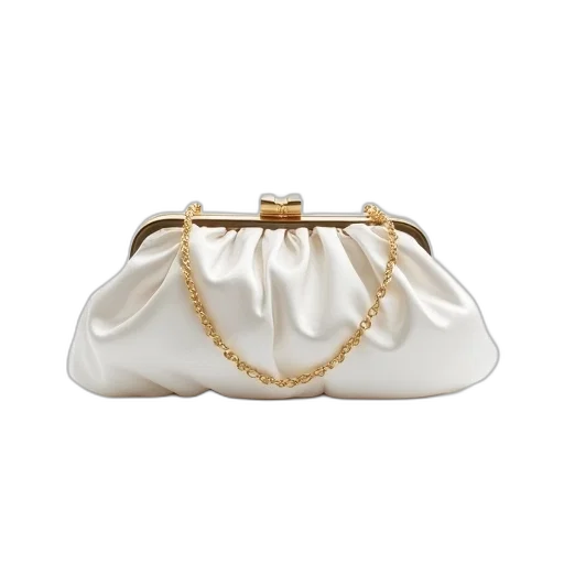 crown, jewelry, hat, white, satin, clutch, gold, chain transparent PNG cut-out