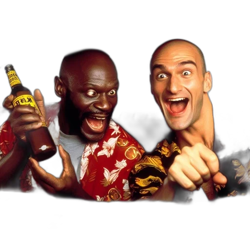 two, men, car, react, enthusiastically, near, crazy, taxi transparent PNG cut-out