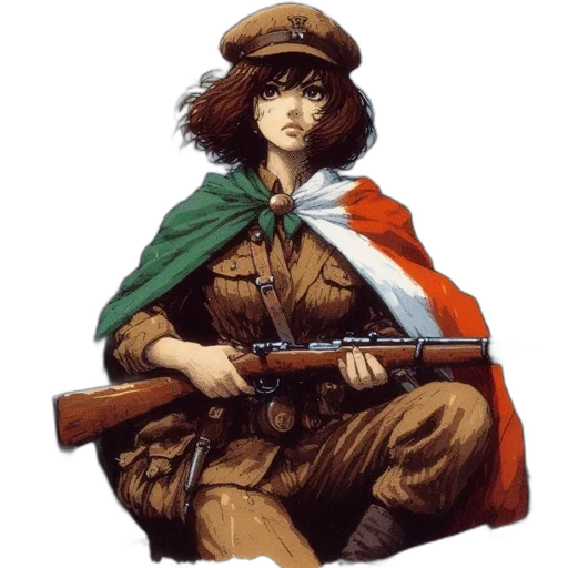 weapon, staff, comic book art, concept art, pixel art, female, soldier, stands transparent PNG cut-out
