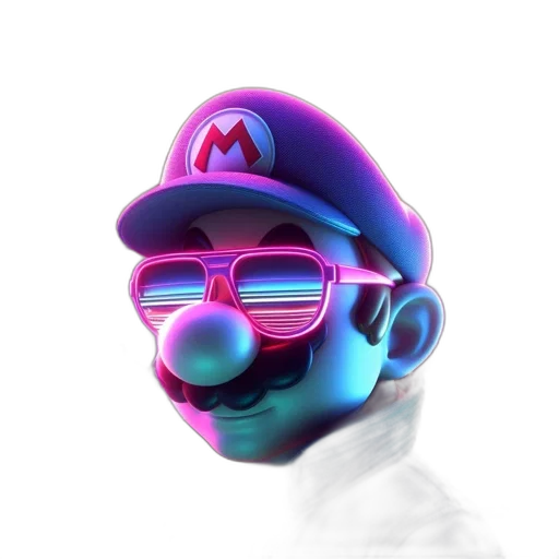 mask, hat, face, robot, 3d render, vaporwave, concept art, pixel art transparent PNG cut-out