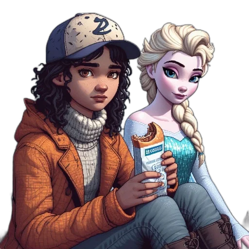 fantasy art, concept art, comic book art, pixel art, snow, pastel, blue, two transparent PNG cut-out