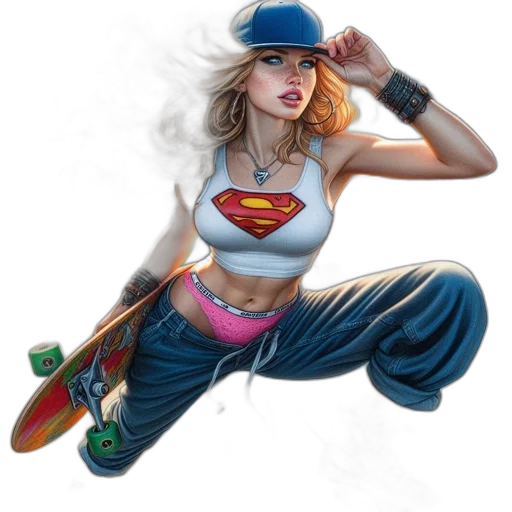 hat, comic book art, concept art, fantasy art, photorealistic, neon lights, image, shows transparent PNG cut-out