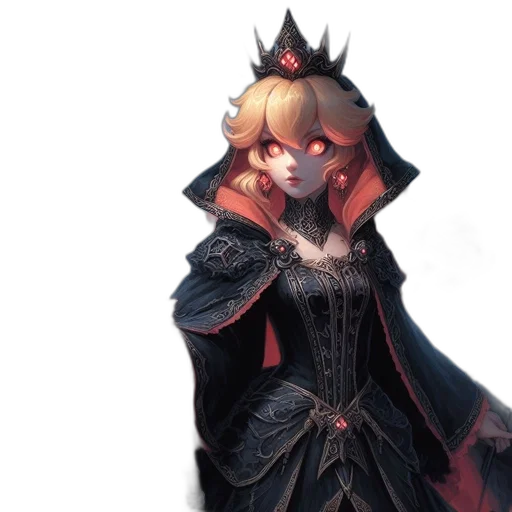 crown, dress, mask, staff, concept art, fantasy art, pixel art, anime transparent PNG cut-out
