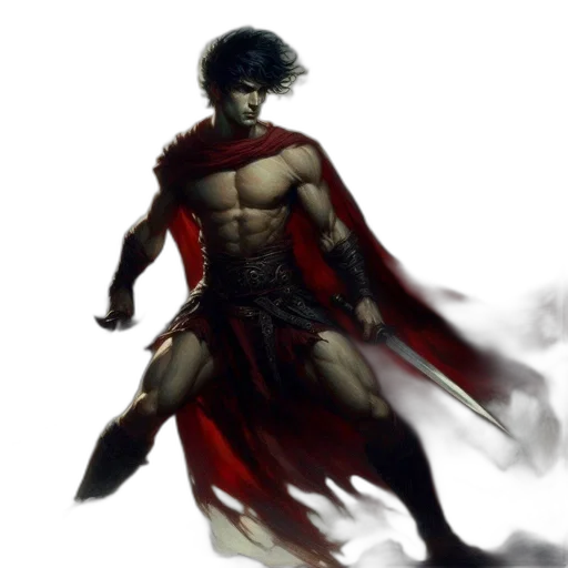 sword, fantasy art, concept art, comic book art, photorealistic, red, dark, muscular transparent PNG cut-out