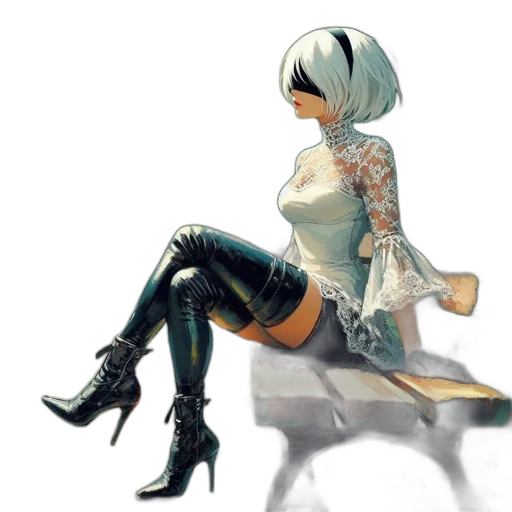 dress, robot, weapon, concept art, fantasy art, cyberpunk, pixel art, monochrome transparent PNG cut-out