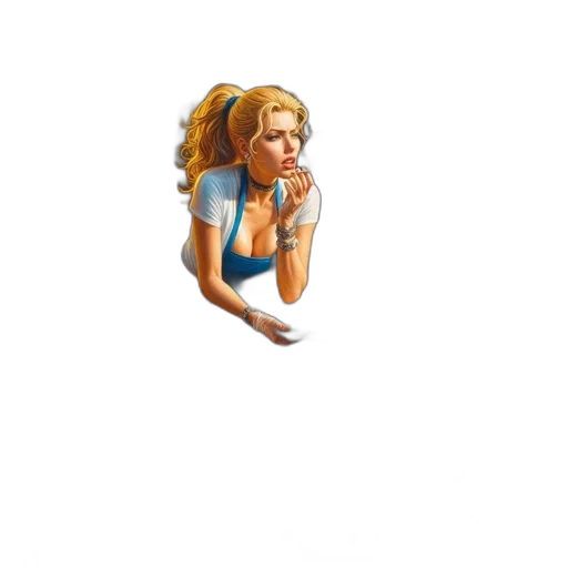 face, jewelry, staff, hair, pixel art, vaporwave, photorealistic, 3d render transparent PNG cut-out