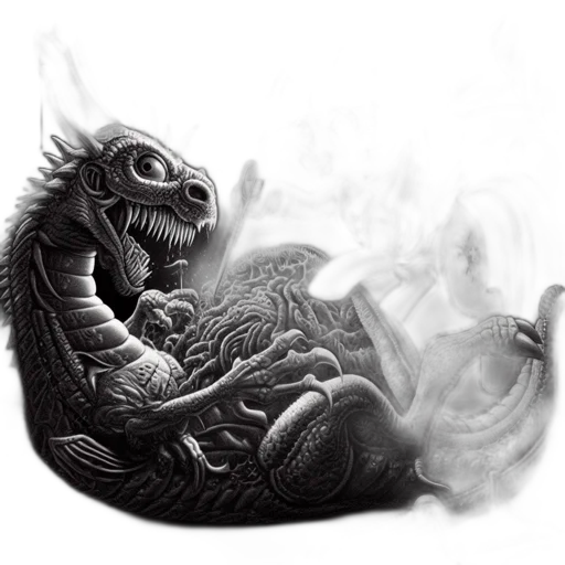 dragon, creature, animal, staff, concept art, fantasy art, photorealistic, comic book art transparent PNG cut-out