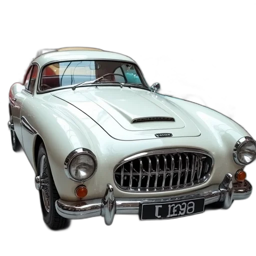 car, 3d render, photorealistic, concept art, white, antique, vintage, design transparent PNG cut-out