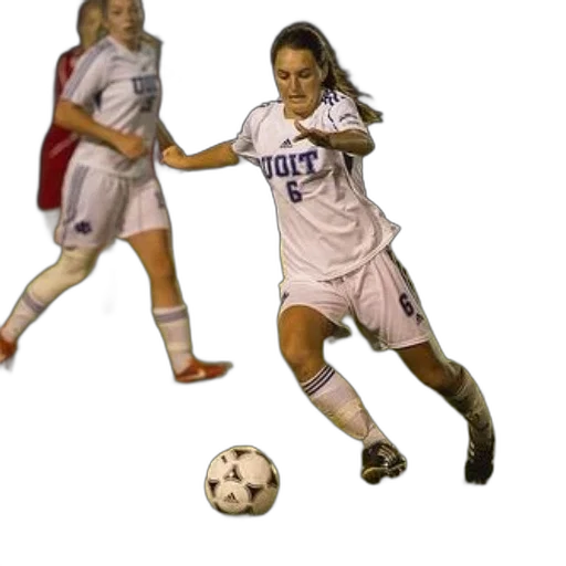 photorealistic, concept art, female, soccer, player, white, uniform, number transparent PNG cut-out