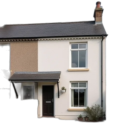 3d render, bedrooms, terraced, house transparent PNG cut-out