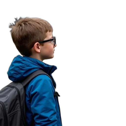 jacket, face, 3d render, young, boy, standing, front, wooden transparent PNG cut-out