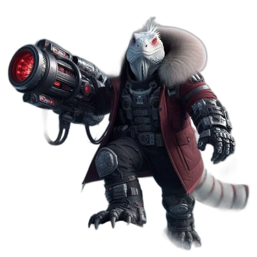weapon, robot, staff, creature, concept art, cyberpunk, fantasy art, pixel art transparent PNG cut-out