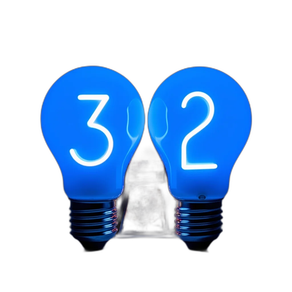 3d render, neon lights, blue, first, image, shows, close-up, two transparent PNG cut-out
