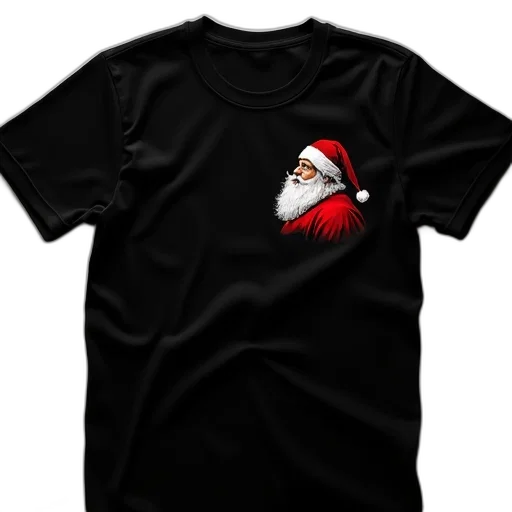 3d render, black, t-shirt, small, red, white, graphic, santa transparent PNG cut-out