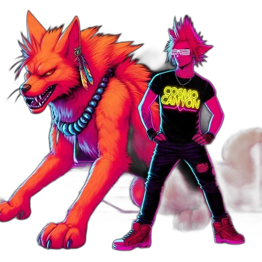 creature, animal, concept art, comic book art, 3d render, cartoon, neon, colorful transparent PNG cut-out