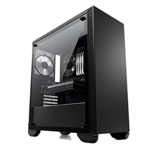 3d render, photorealistic, sleek, modern, black, computer, tower, transparent transparent PNG cut-out
