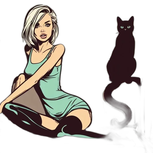 dress, comic book art, concept art, fantasy art, cartoon, fire, neon lights, green transparent PNG cut-out