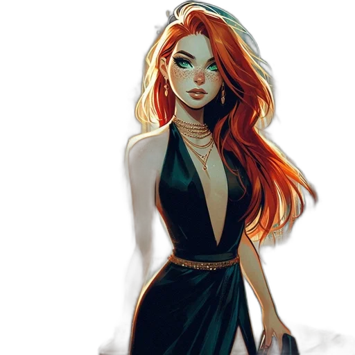 dress, fantasy art, concept art, comic book art, cartoon, fire, green, dark transparent PNG cut-out