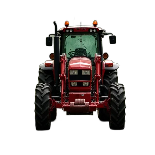 animal, car, weapon, red, tractor, plow, attachment, parked transparent PNG cut-out