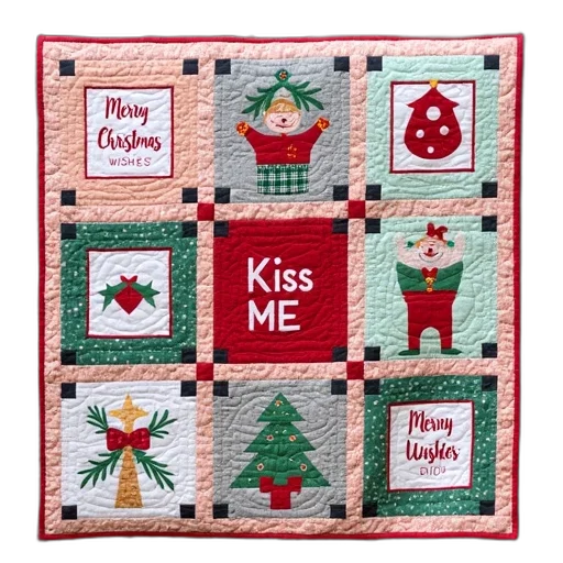 quilt, festive, holiday, theme, displayed, divided, into, squares transparent PNG cut-out