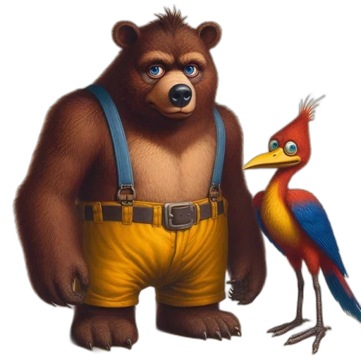 animal, staff, concept art, pixel art, oil painting, fantasy art, forest, anthropomorphized transparent PNG cut-out