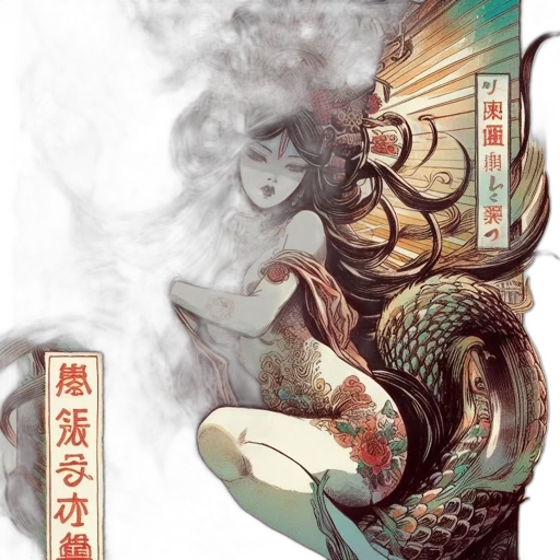 dragon, fantasy art, comic book art, concept art, photorealistic, underwater, fire, fog transparent PNG cut-out
