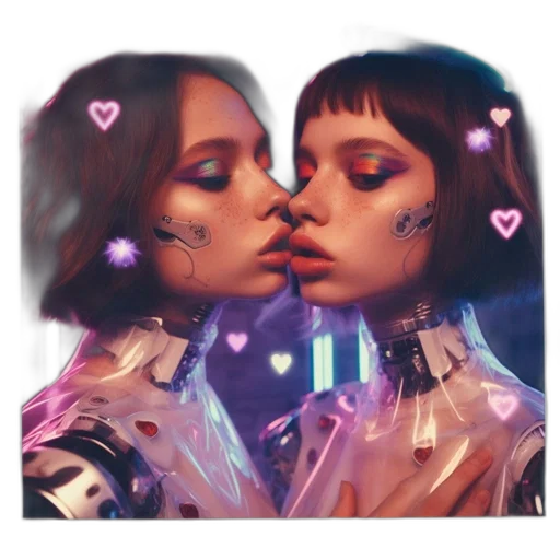 robot, cyberpunk, concept art, vaporwave, fantasy art, neon lights, outer space, pastel transparent PNG cut-out