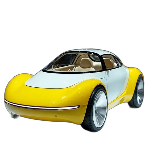car, robot, 3d render, concept art, photorealistic, cartoon, futuristic, yellow transparent PNG cut-out