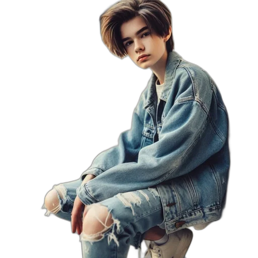 jacket, hair, face, shoes, photorealistic, oil painting, watercolor, concept art transparent PNG cut-out