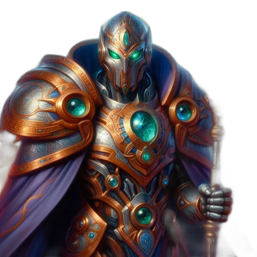 sword, weapon, robot, concept art, fantasy art, comic book art, 3d render, blue transparent PNG cut-out