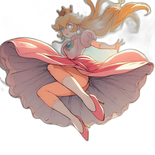 dress, crown, staff, creature, concept art, anime, fantasy art, watercolor transparent PNG cut-out