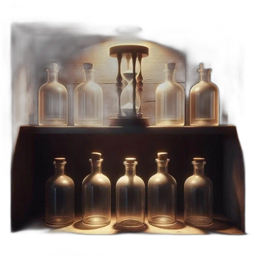 bottle, furniture, concept art, photorealistic, oil painting, fantasy art, fire, fog transparent PNG cut-out