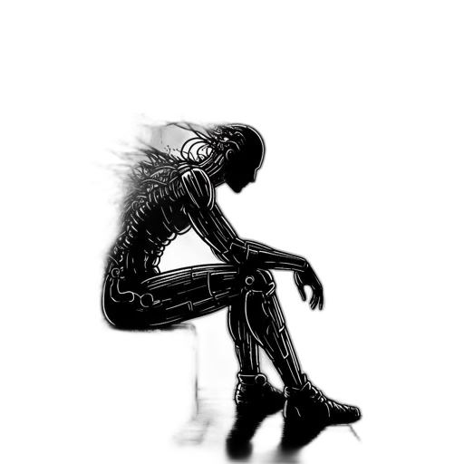 hair, creature, robot, mask, concept art, cyberpunk, comic book art, pencil sketch transparent PNG cut-out