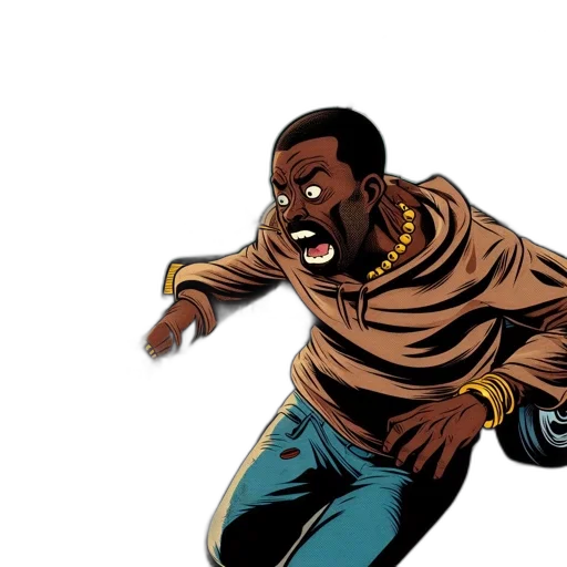 comic book art, concept art, cartoon, man, confronted, armed, officer, amidst transparent PNG cut-out