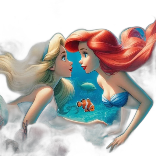 fantasy art, concept art, 3d render, watercolor, underwater, fog, fire, beach transparent PNG cut-out