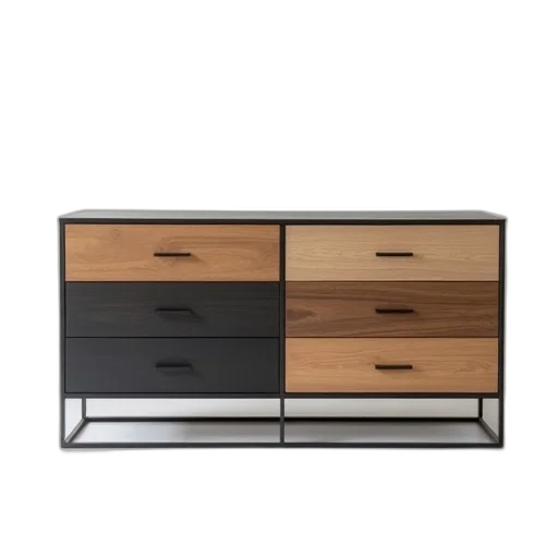 furniture, 3d render, dark, earth tones, monochrome, modern, minimalist, dresser transparent PNG cut-out