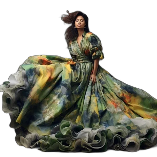 dress, jewelry, photorealistic, oil painting, fantasy art, concept art, green, earth tones transparent PNG cut-out