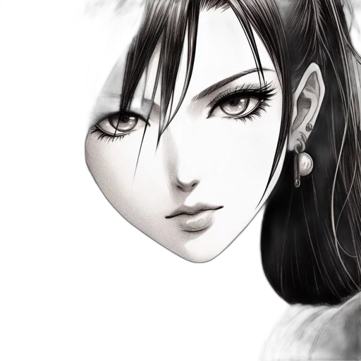 face, jewelry, mask, photorealistic, fantasy art, anime, pencil sketch, monochrome transparent PNG cut-out