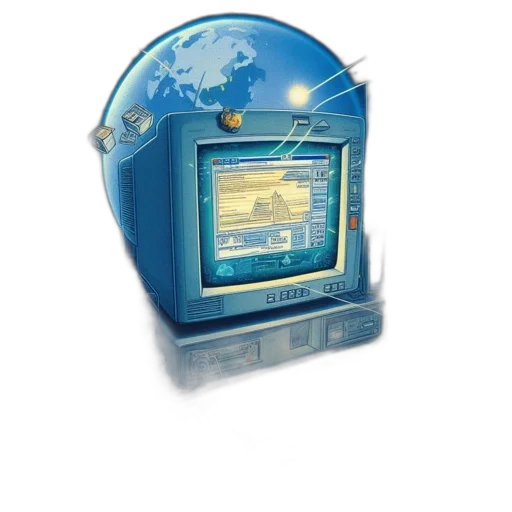 robot, weapon, furniture, vaporwave, 3d render, pixel art, concept art, outer space transparent PNG cut-out