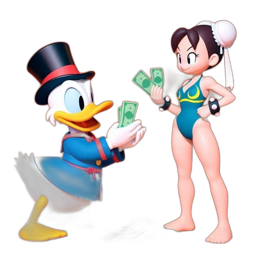 concept art, cartoon, pixel art, 3d render, underwater, two, characters, suited transparent PNG cut-out